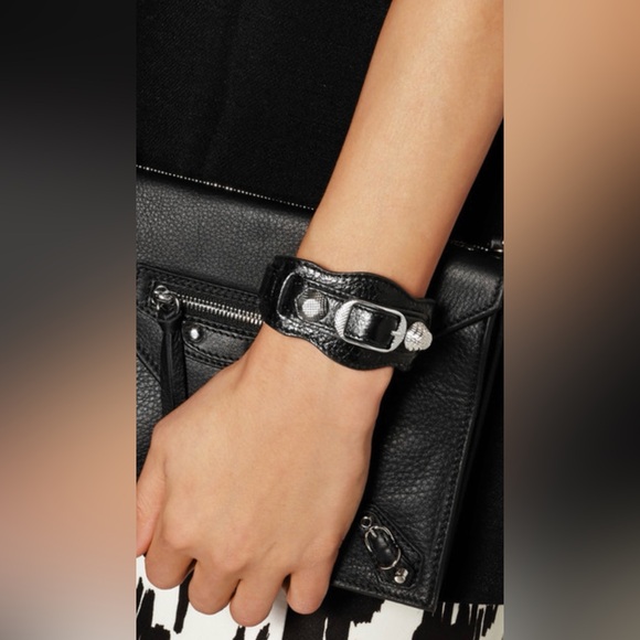Vintage Balenciaga City Bracelet Black SZ M - Picture 1 of 8